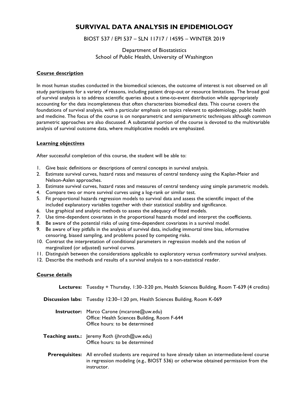 Survival Data Analysis in Epidemiology