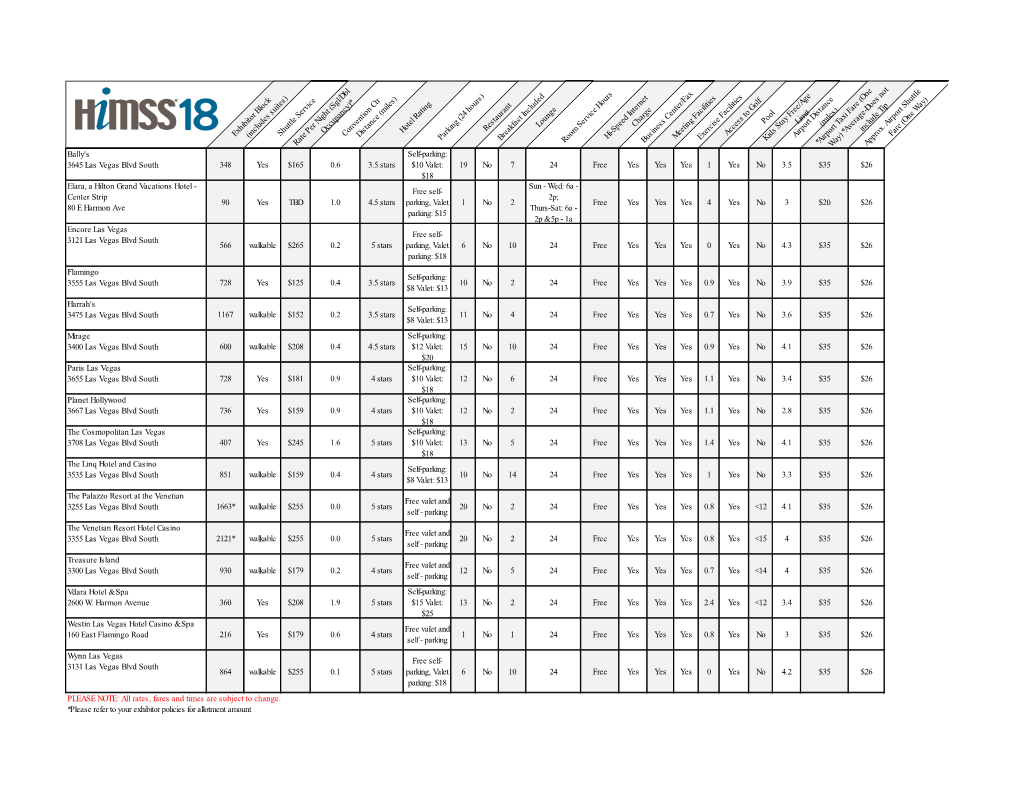 Exhibitor Block (Includes Suites)Shuttle Service Rate