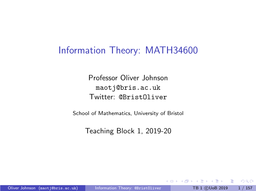 Information Theory: MATH34600