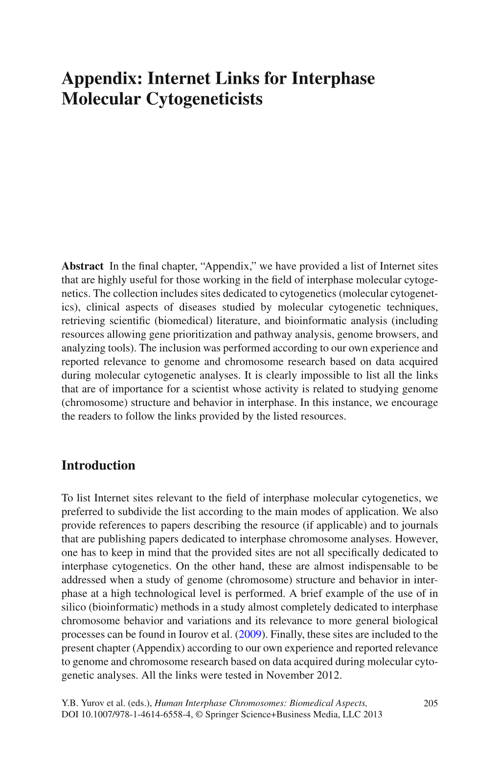 Appendix: Internet Links for Interphase Molecular Cytogeneticists