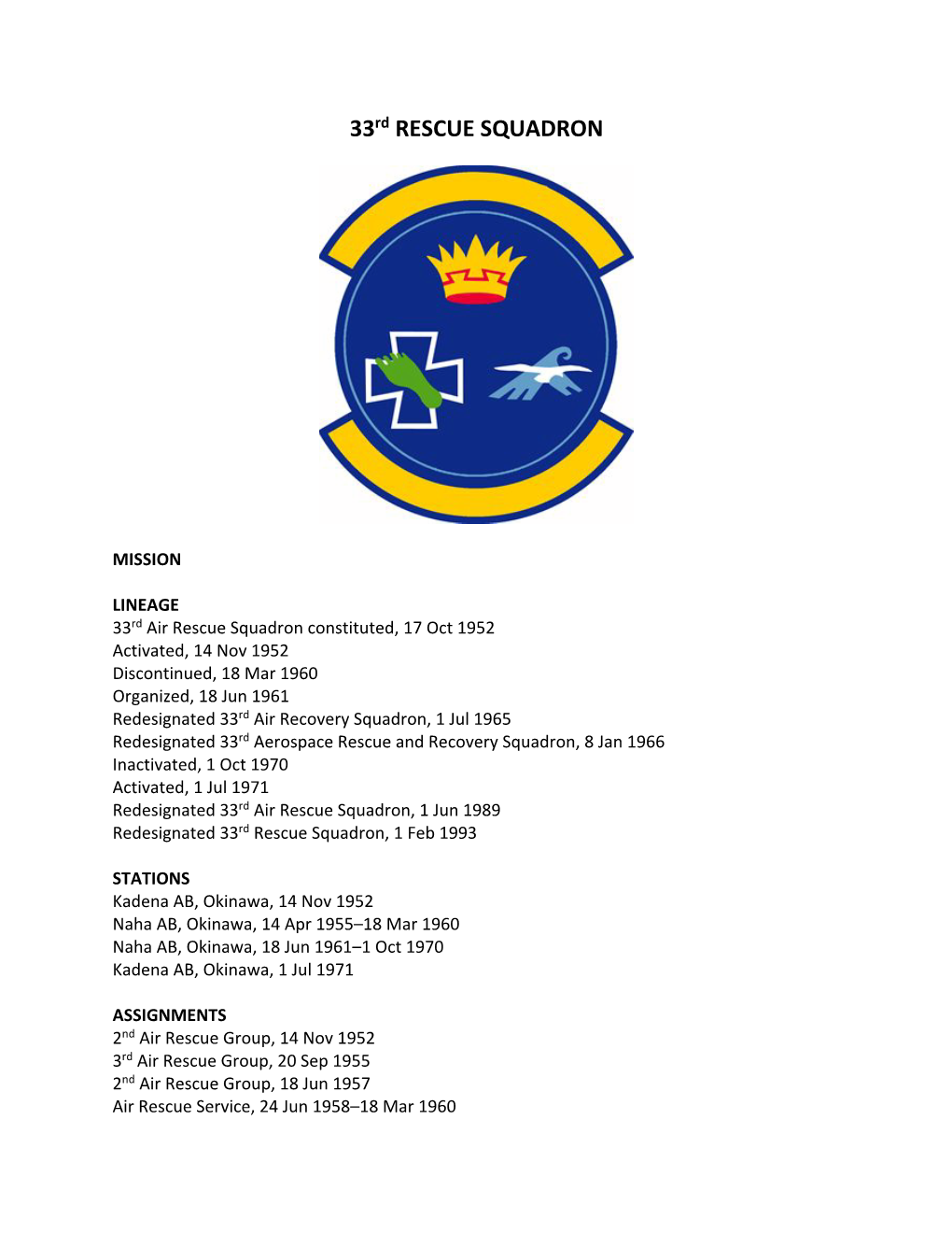 33Rd RESCUE SQUADRON