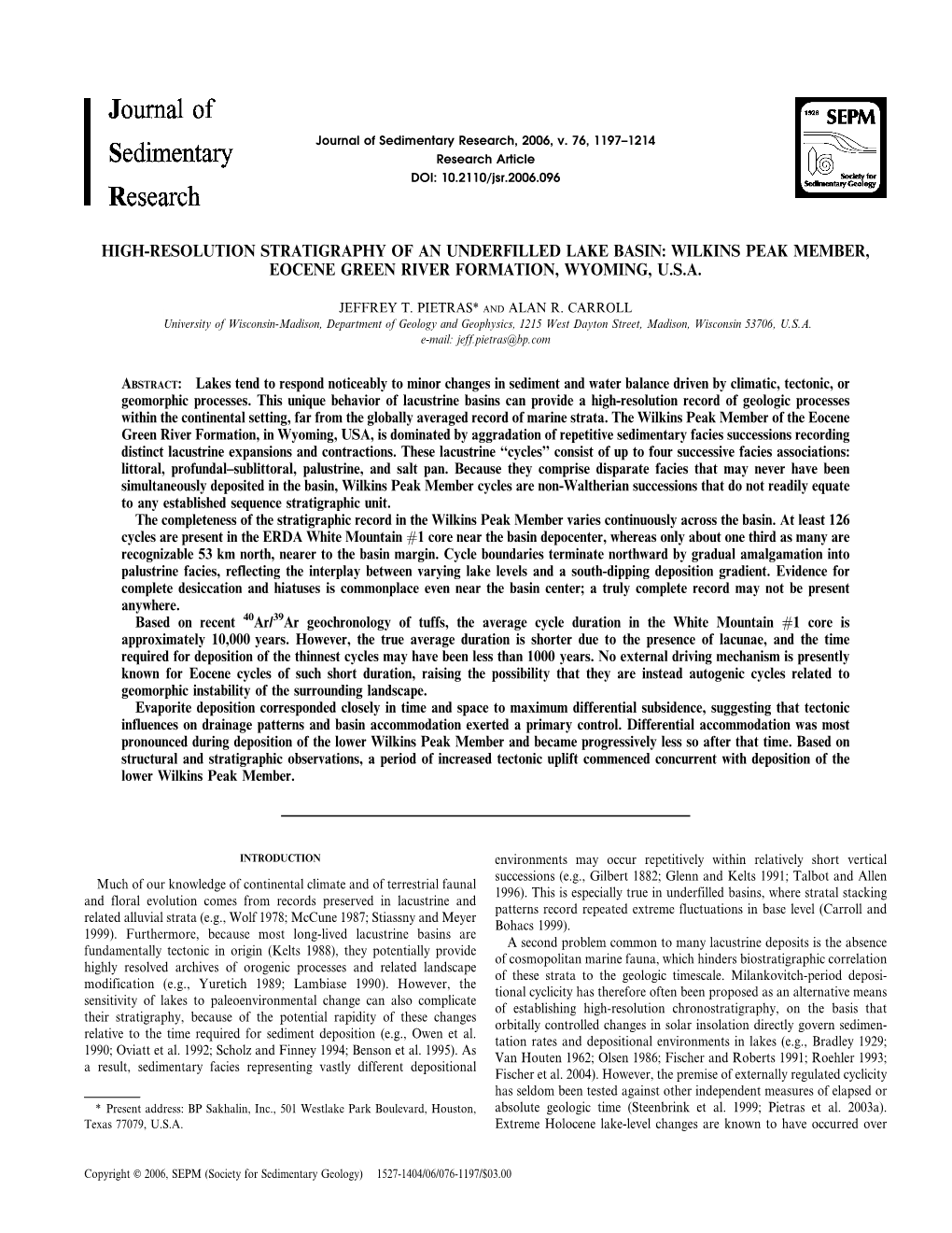 Wilkins Peak Member, Eocene Green River Formation, Wyoming, U.S.A