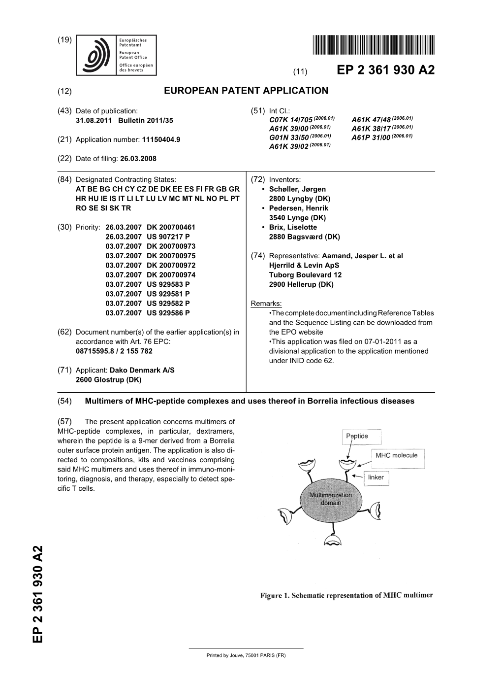 Multimers of MHC-Peptide Complexes and Uses Thereof in Borrelia Infectious Diseases