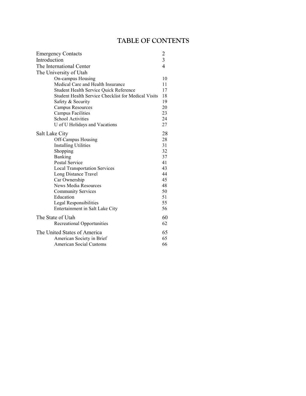 Table of Contents