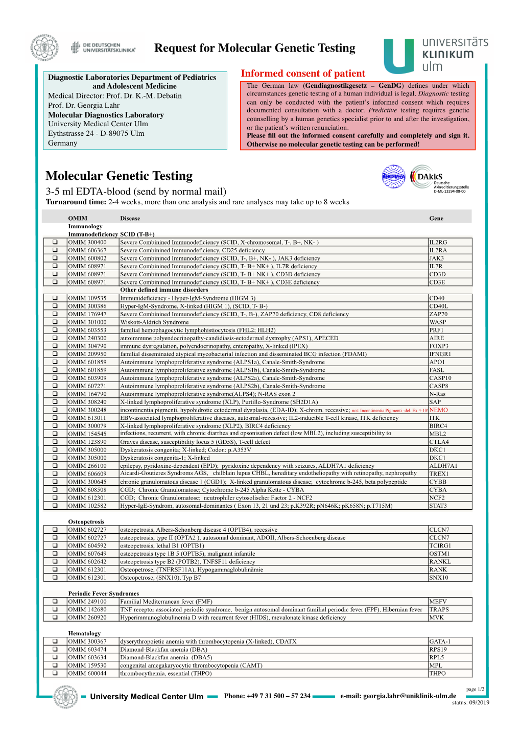 Molecular Genetic Testing