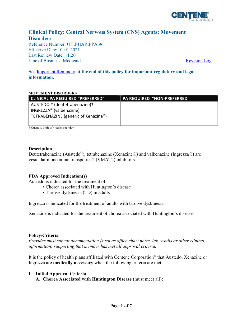 Central Nervous System (CNS) Agents