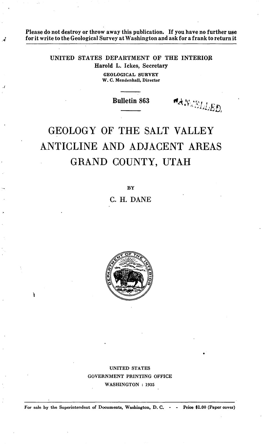 Anticline and Adjacent Areas Grand County, Utah