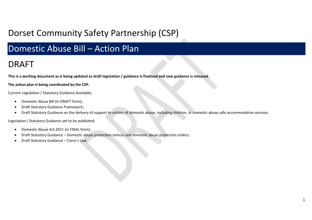 Domestic Abuse Bill – Action Plan DRAFT