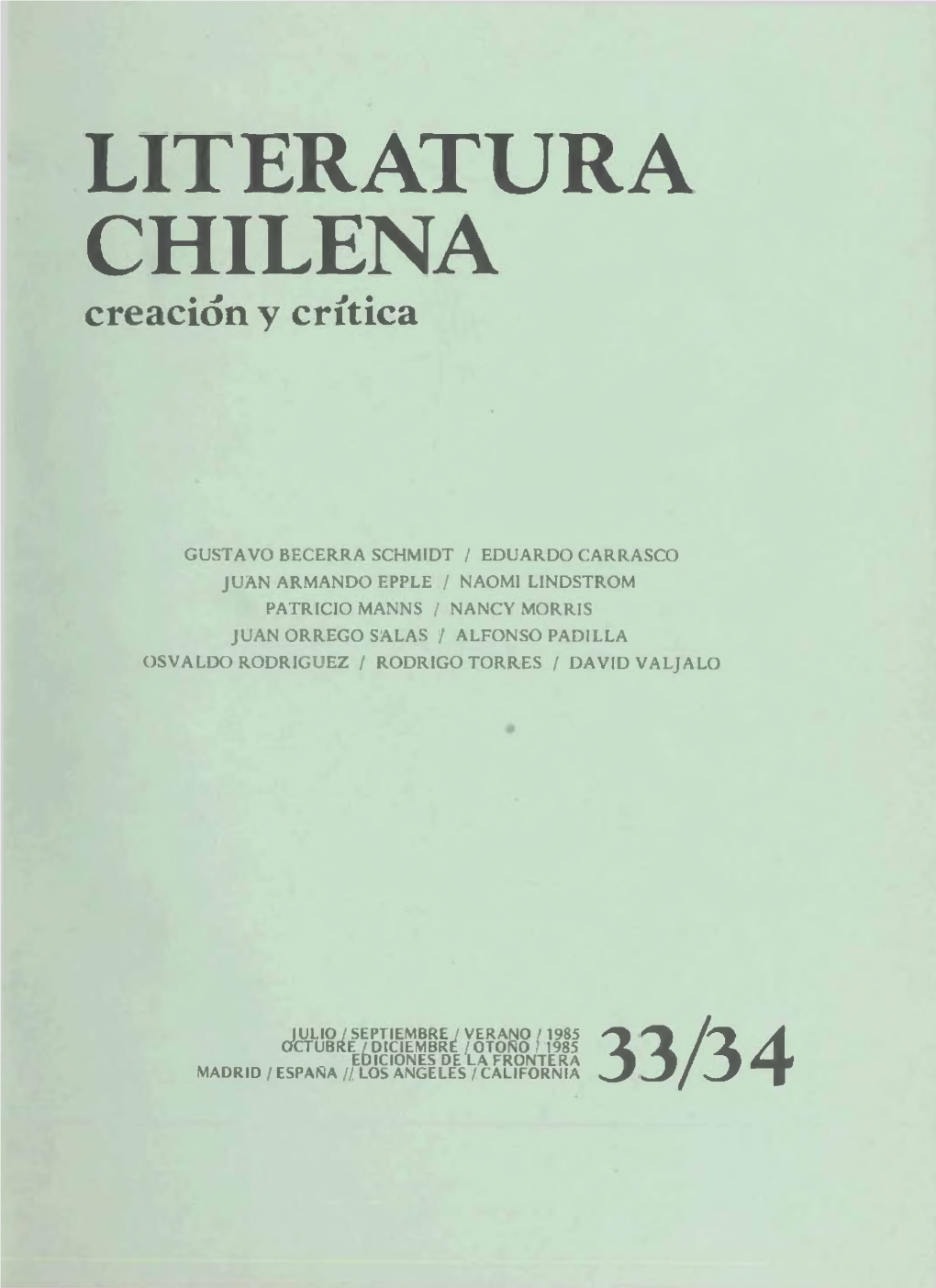 LITERATURA CHILENA Creación Y Crítica