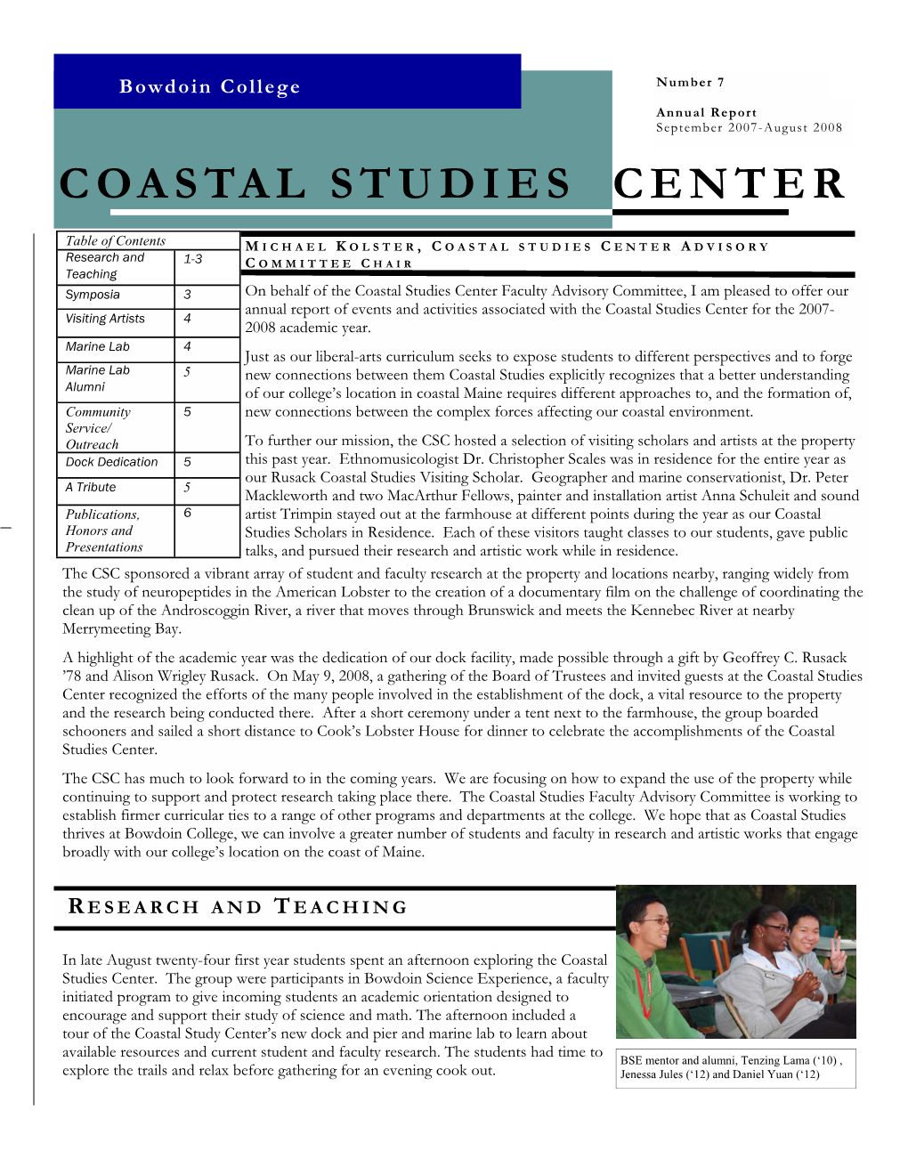 Coastal Studies Annual Report 2007 2008 Edit 1-27.Pub