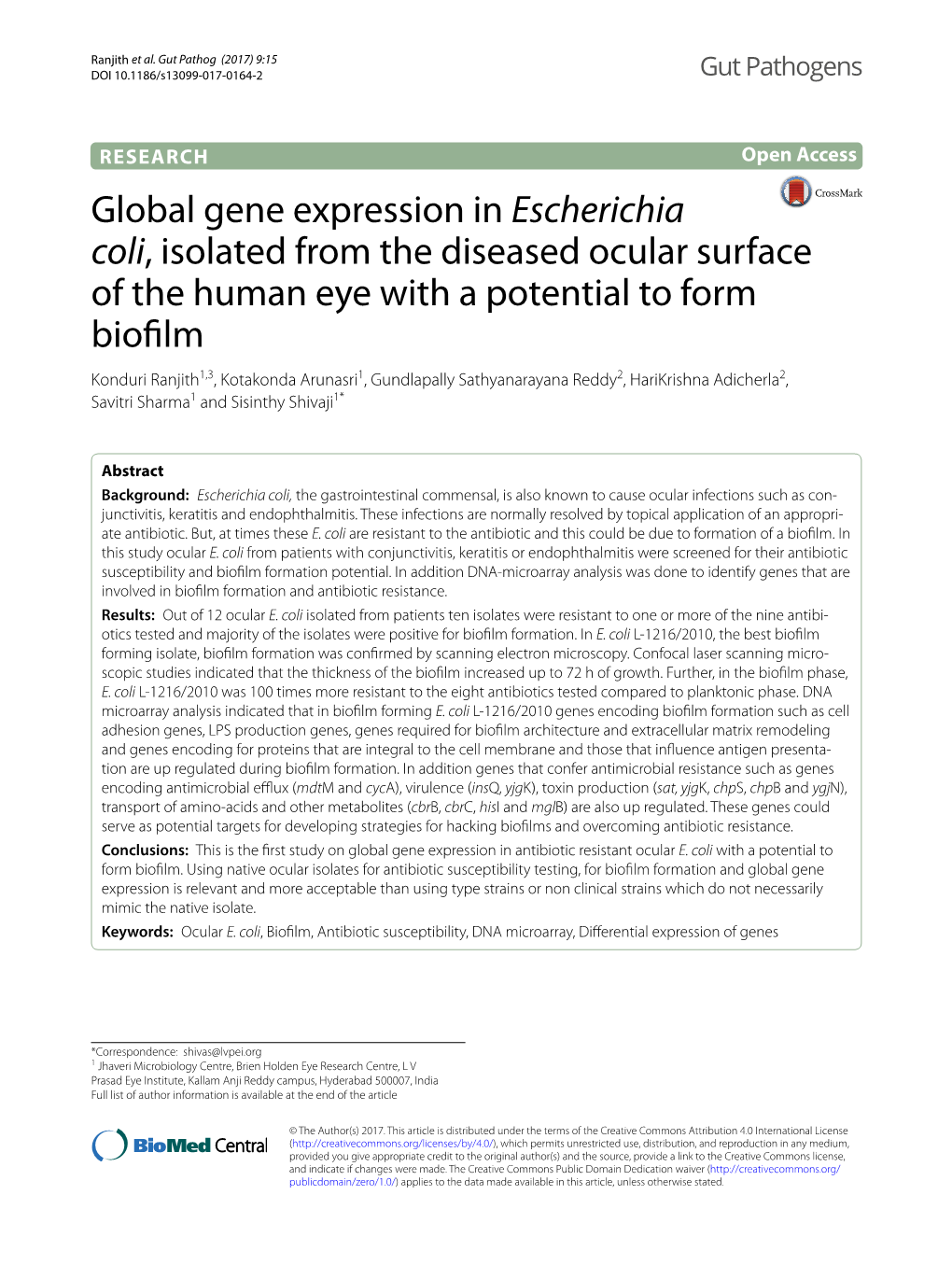 Global Gene Expression in Escherichia Coli