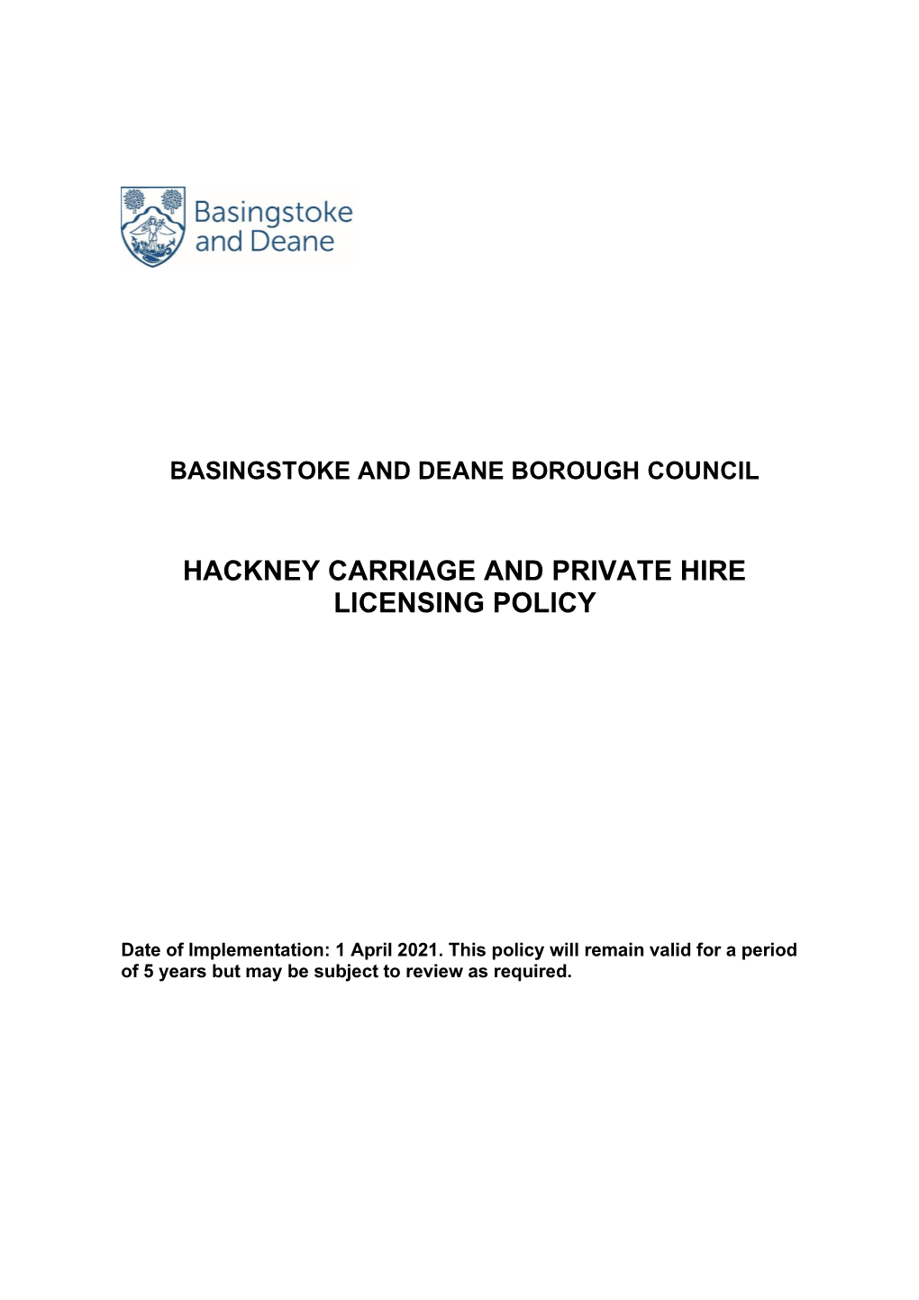 Hackney Carriage and Private Hire Policy 2021(PDF)