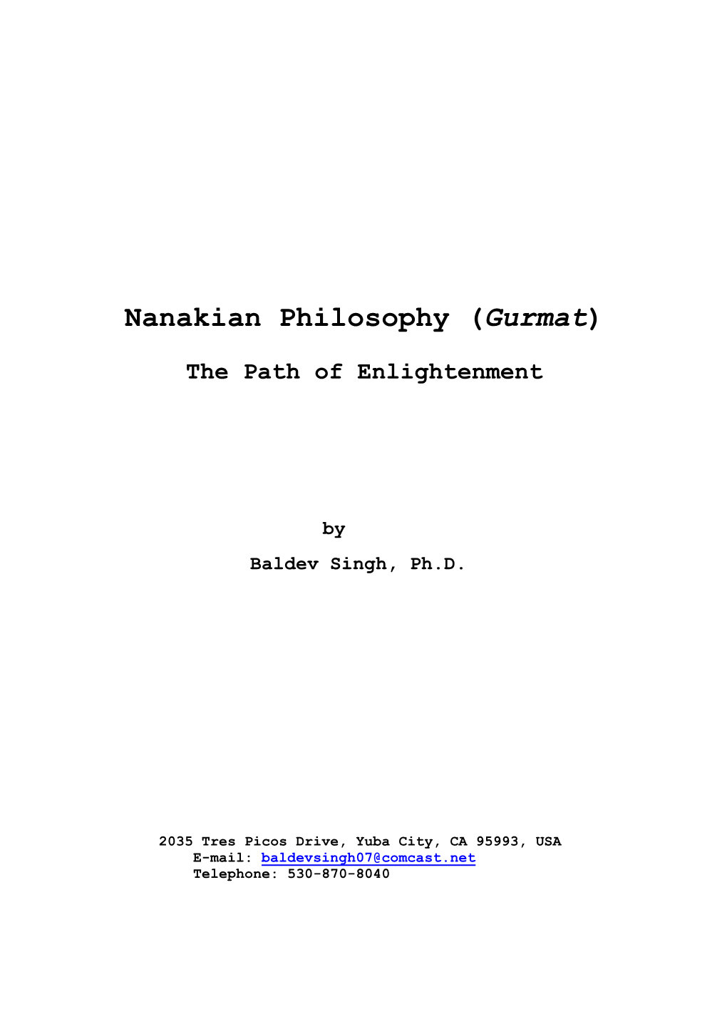 Nanakian Philosophy ( Gurmat )