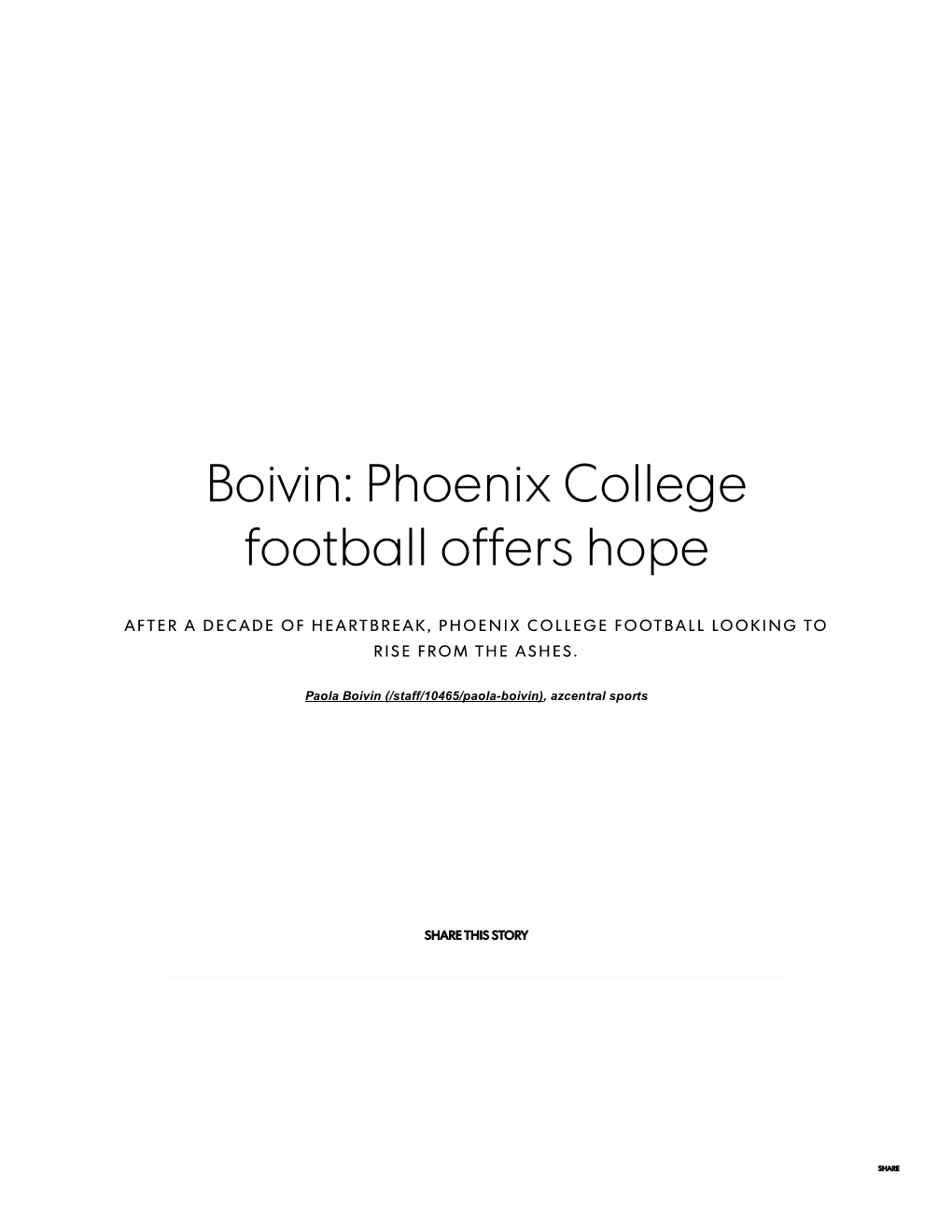 Phoenix College Football Offers Hope