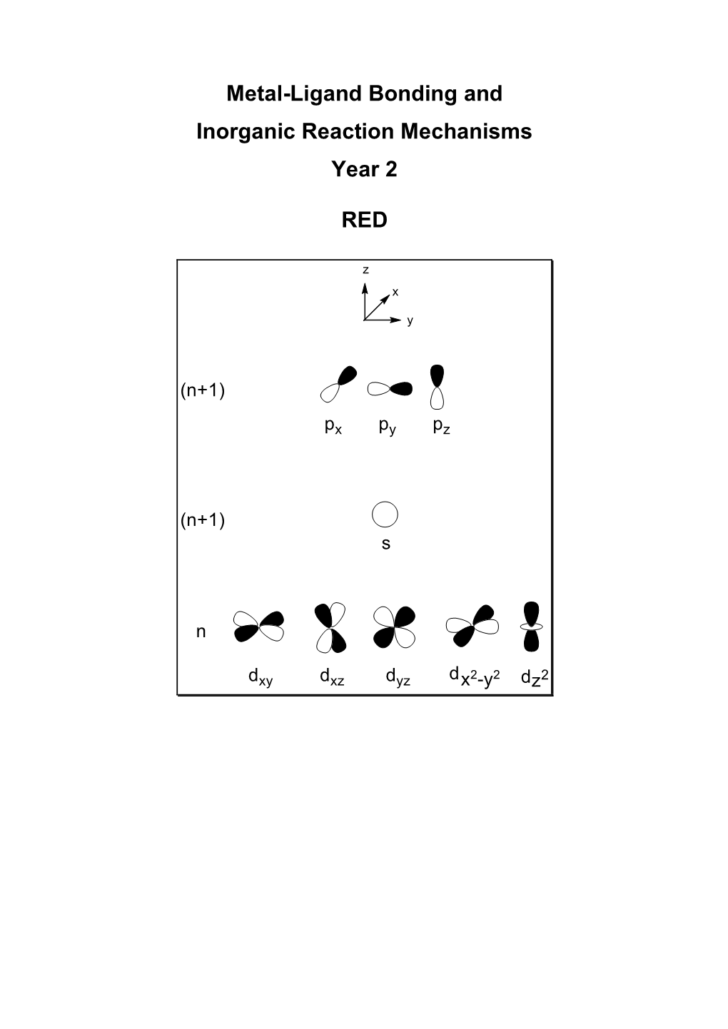 Metal-Ligand Bonding and Inorganic Reaction Mechanisms Year 2