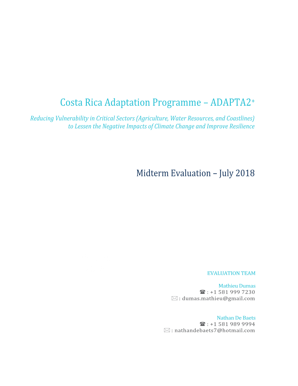 Costa Rica Adaptation Programme – ADAPTA2+