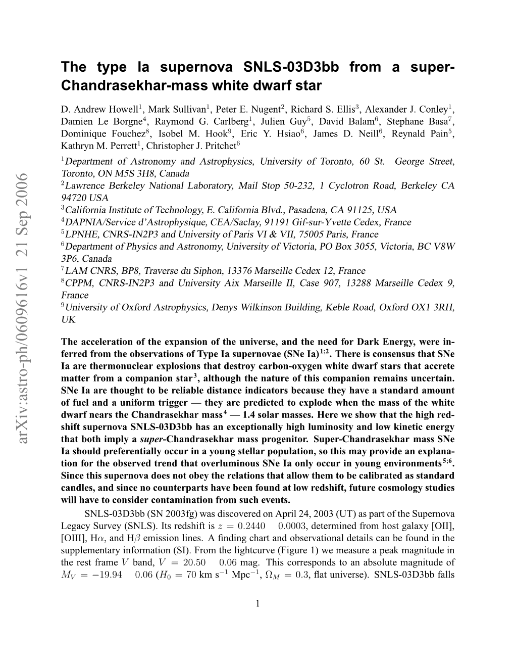 The Type Ia Supernova SNLS-03D3bb from a Super-Chandrasekhar-Mass