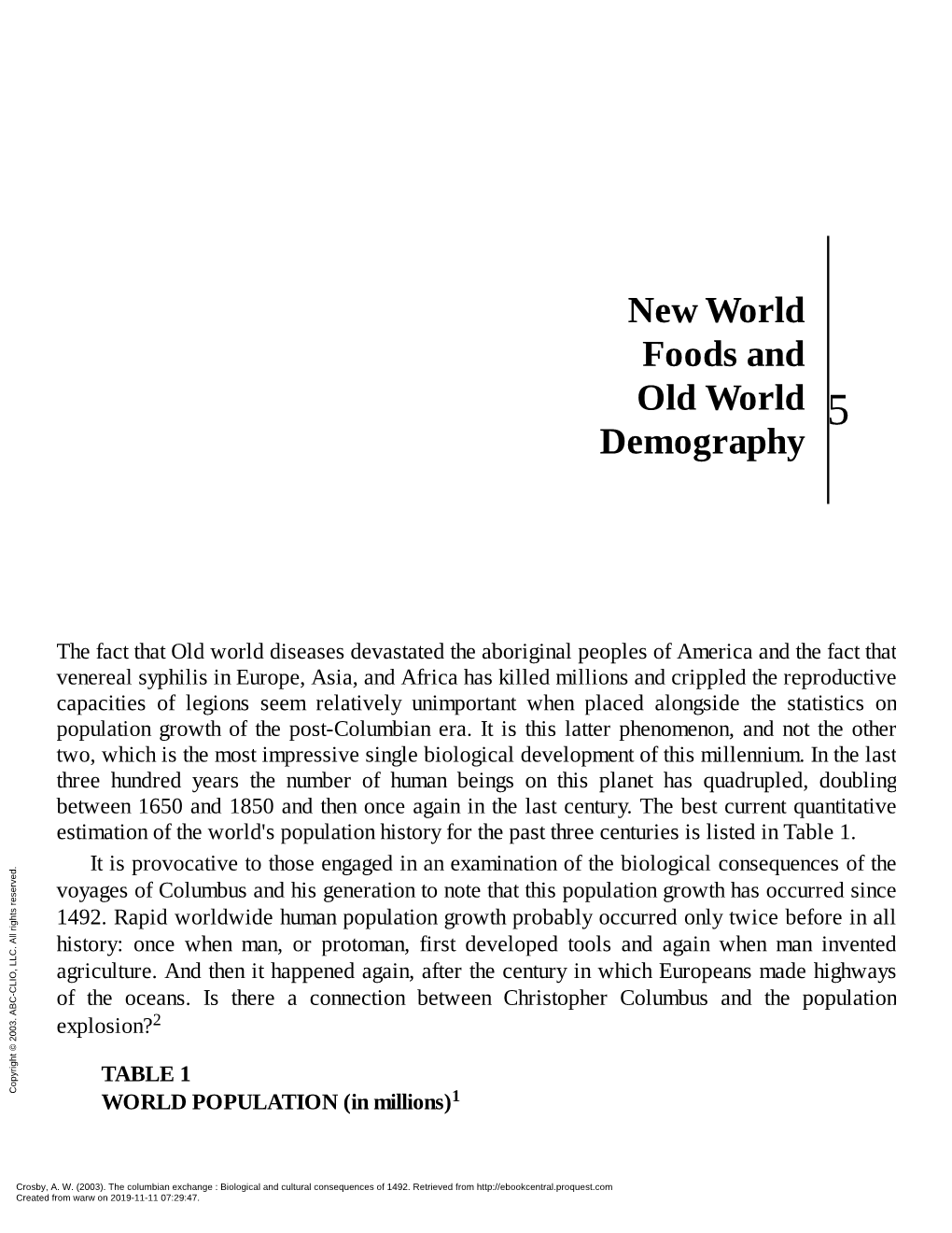 New World Foods and Old World Demography