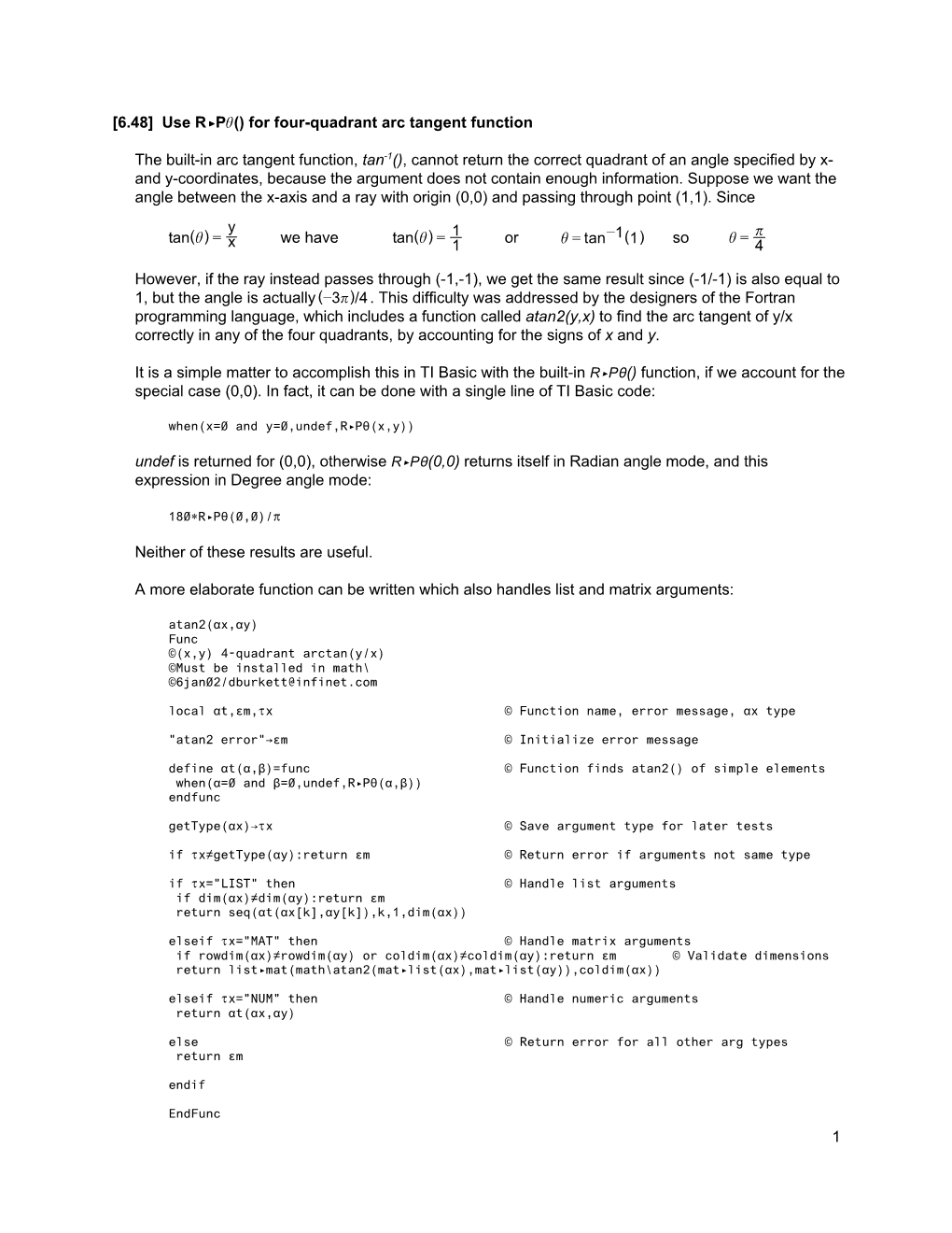 [6.48] Use R▷P () for Four-Quadrant Arc Tangent Function