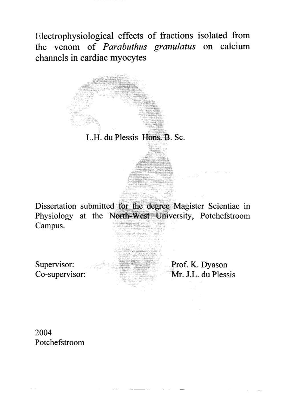 Electrophysiological Effects of Fractions Isolated from the Venom of Parabuthus Granulatus on Calcium Channels in Cardiac Myocytes