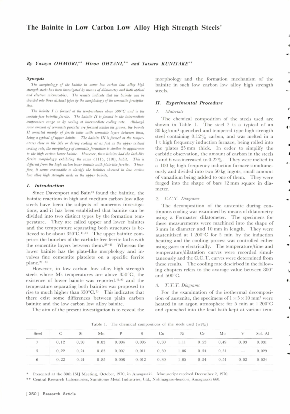 The Bainite in Low Carbon Low Alloy High Strength Steels*