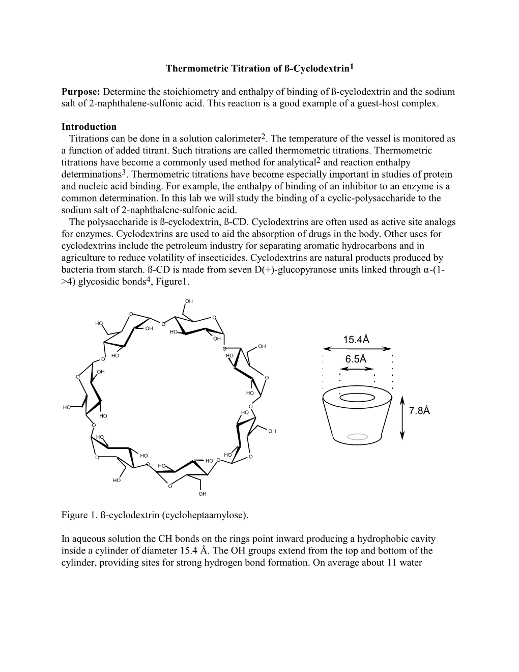 Thermometric Titration of Я-Cyclodextrin1 Purpose