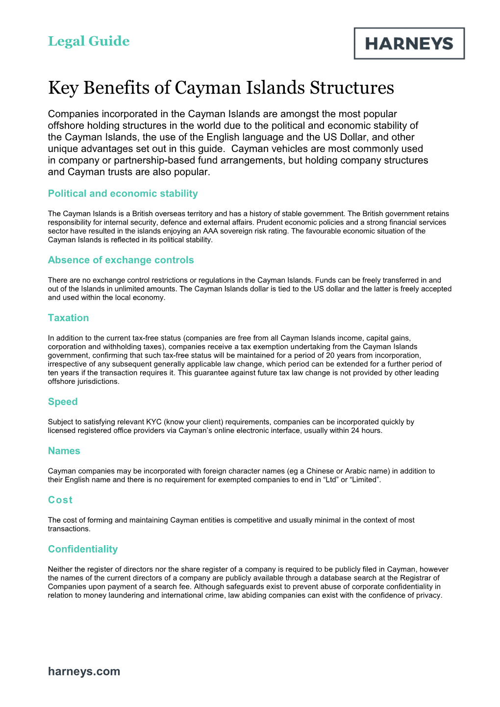 Key Benefits of Cayman Islands Structures