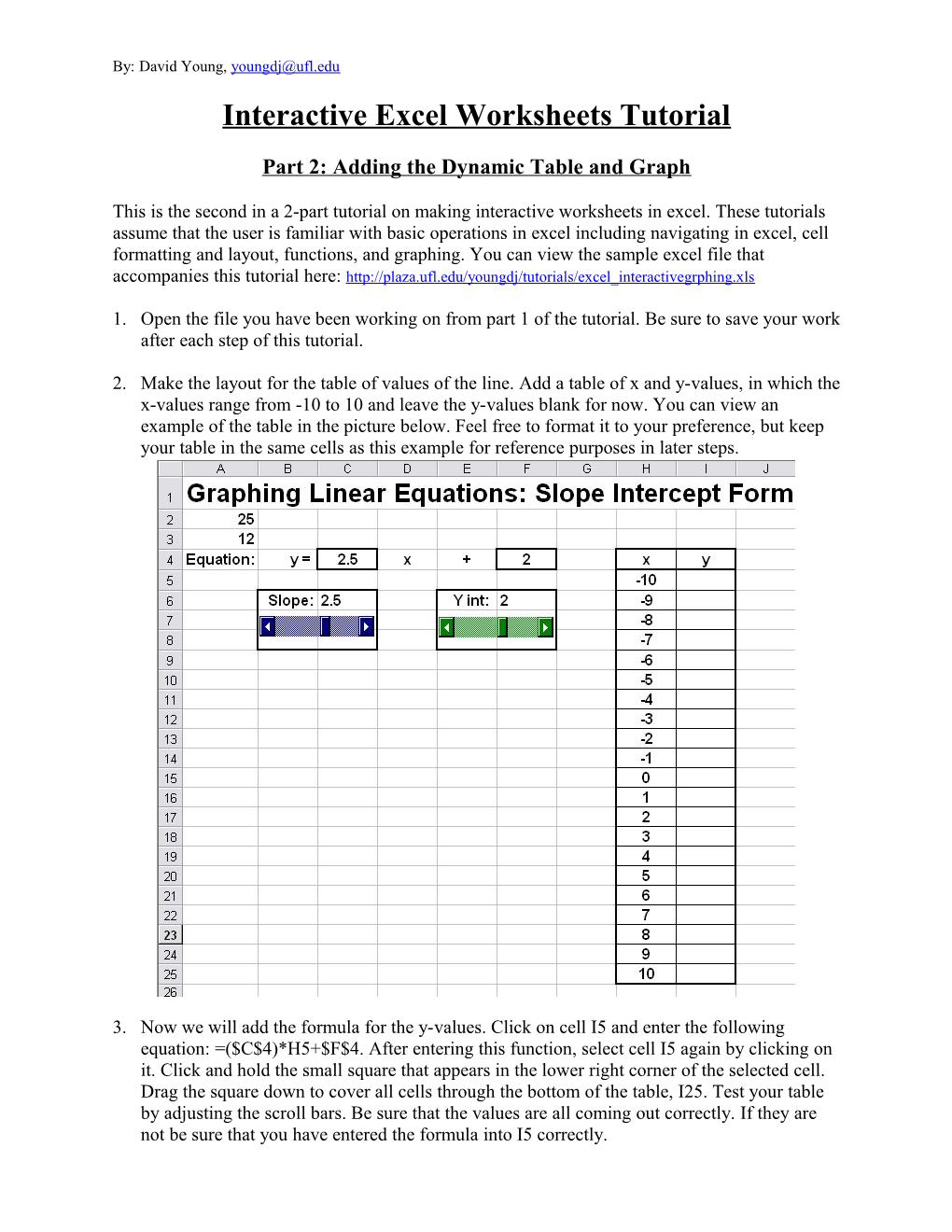 Interactive Graphing in Excel Tutorial