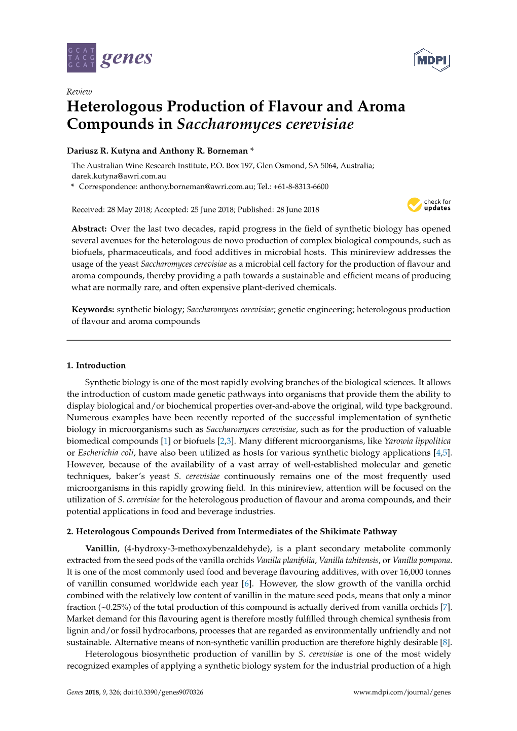 Heterologous Production of Flavour and Aroma Compounds in Saccharomyces Cerevisiae