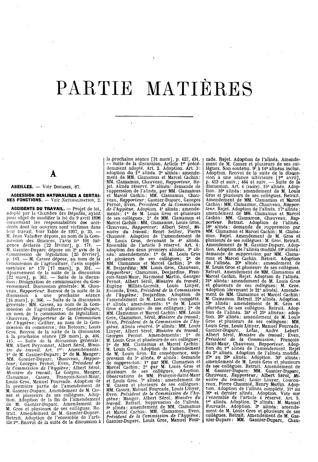 Partie Matières