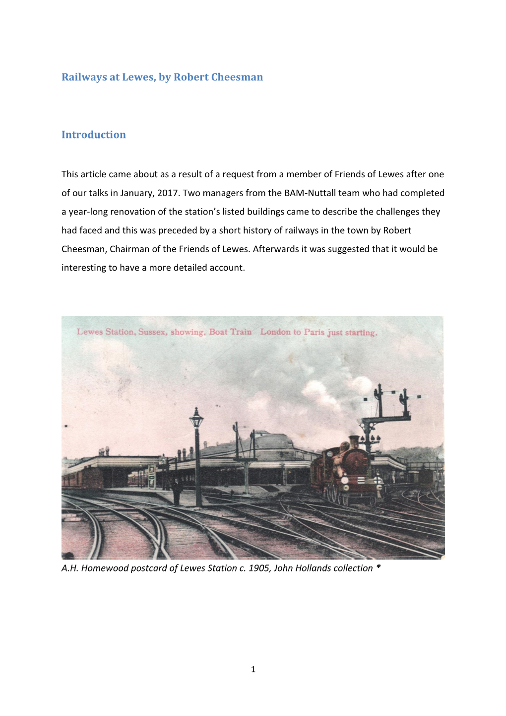 Railways at Lewes, by Robert Cheesman Introduction