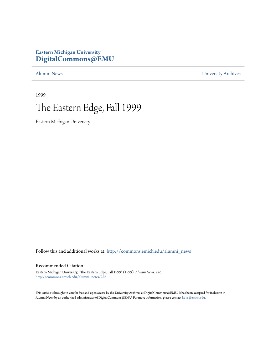 The Eastern Edge, Fall 1999" (1999)