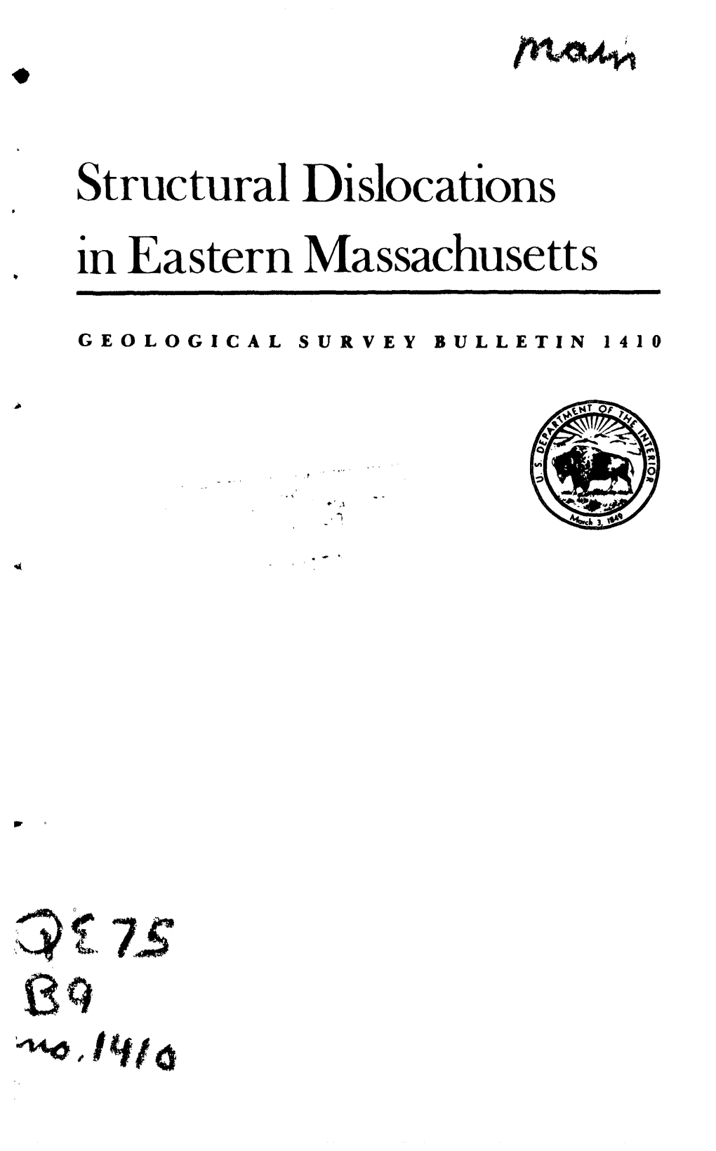 Structural Dislocations in Eastern Massachusetts