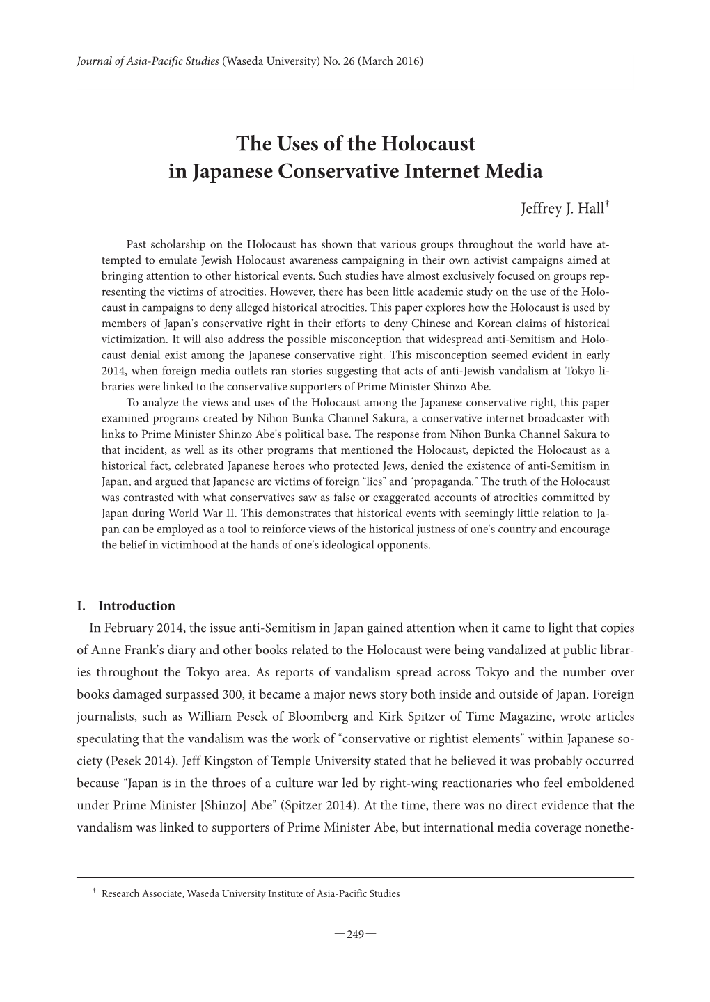 The Uses of the Holocaust in Japanese Conservative Internet Media