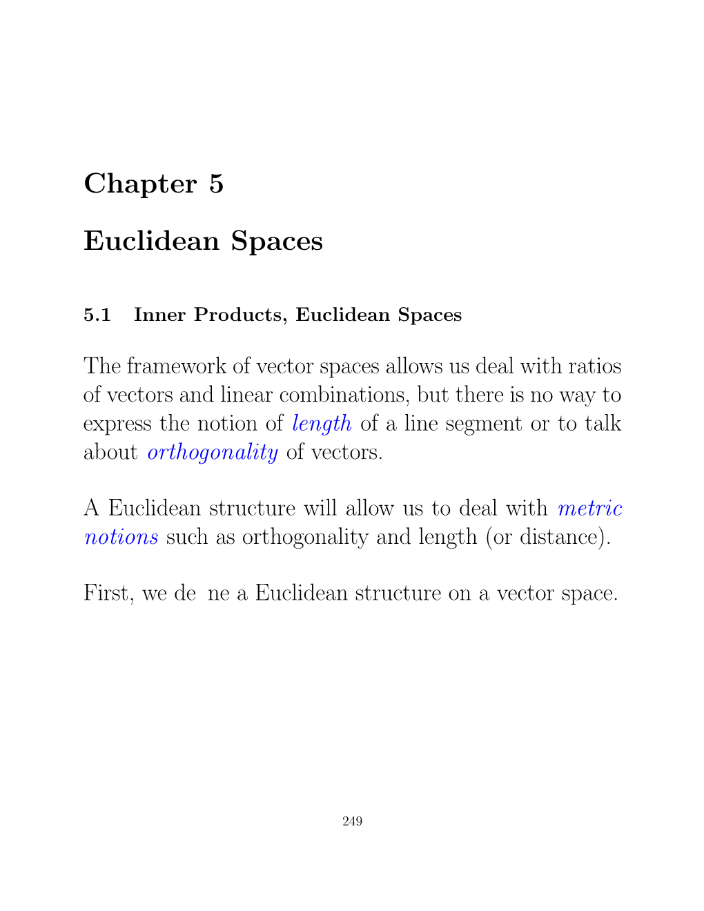 Chapter 5 Euclidean Spaces