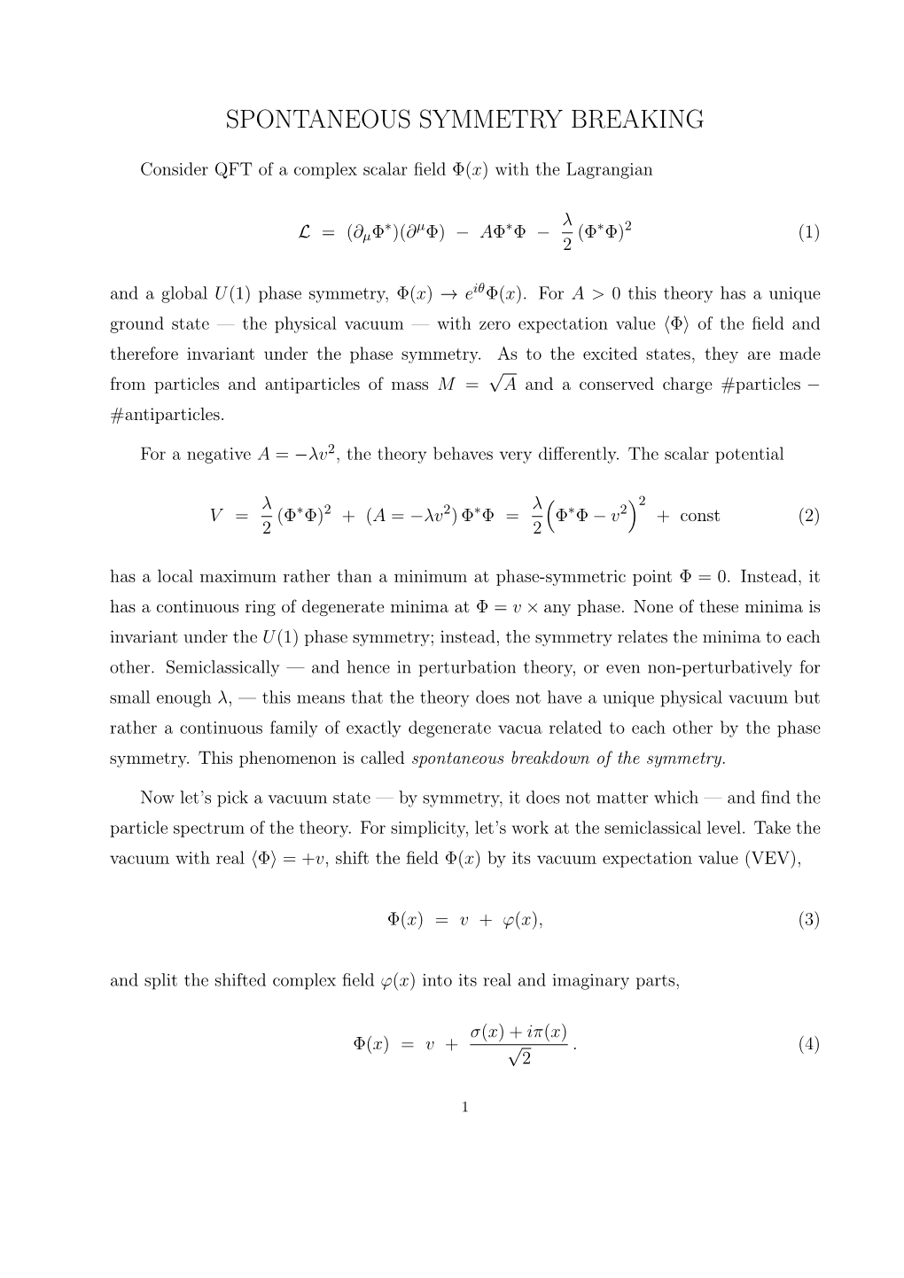 Spontaneous Symmetry Breaking