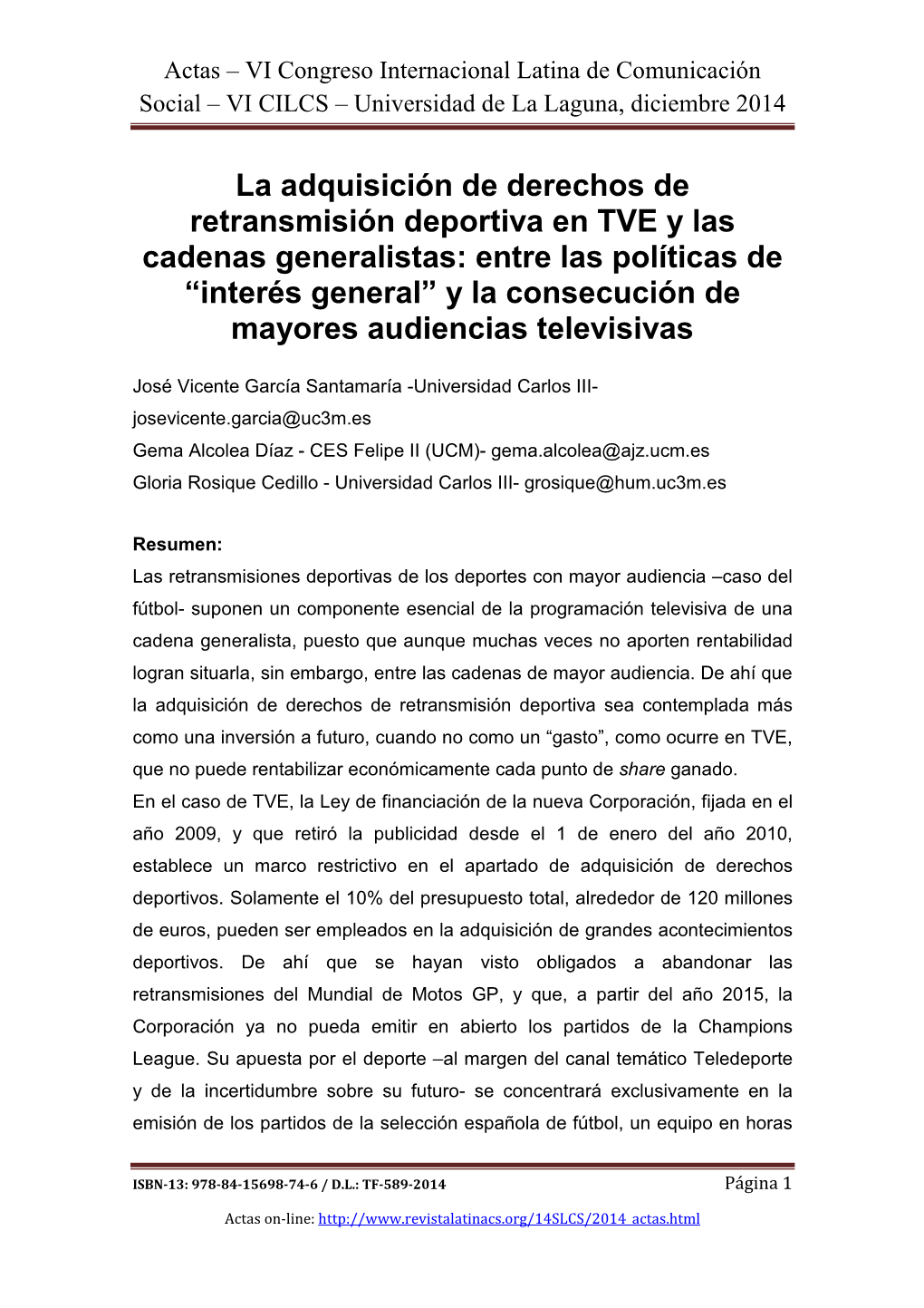 La Adquisición De Derechos De Retransmisión Deportiva En TVE Y