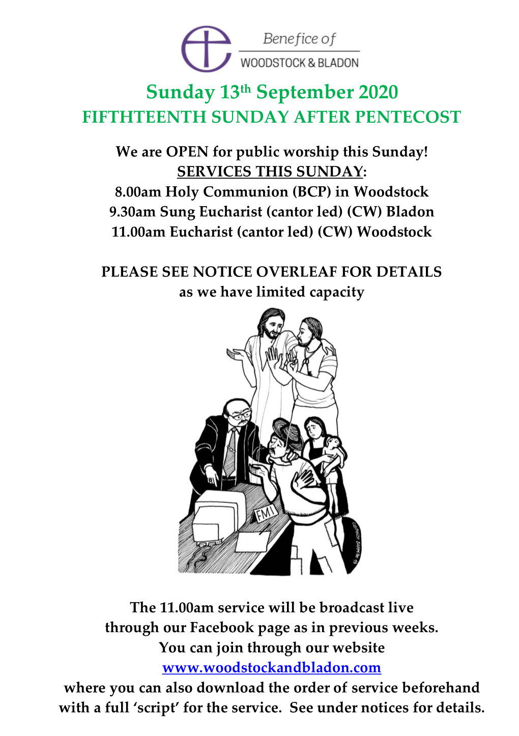 Sunday 13Th September 2020 FIFTHTEENTH SUNDAY AFTER PENTECOST