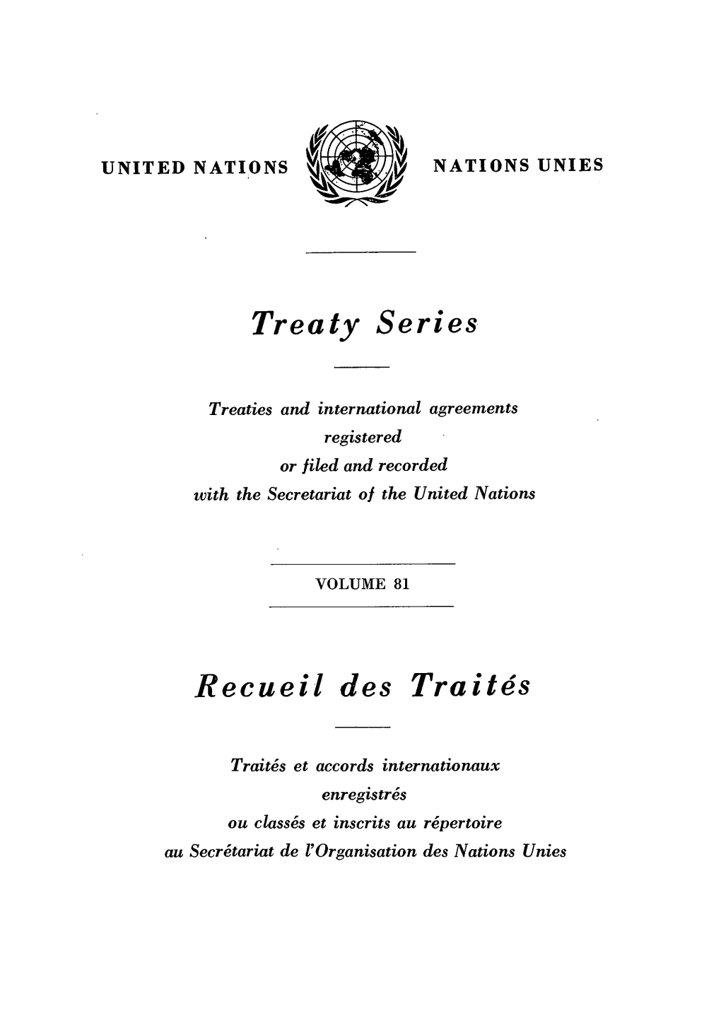 Treaty Series Recueil Des Traites