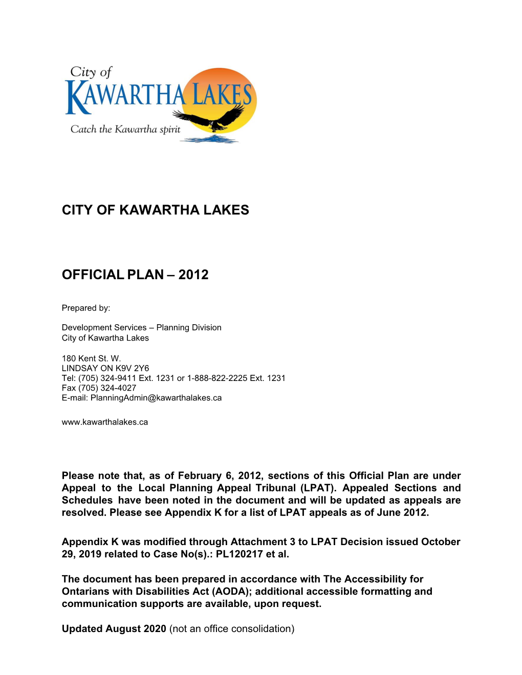 City of Kawartha Lakes Official Plan – 2012