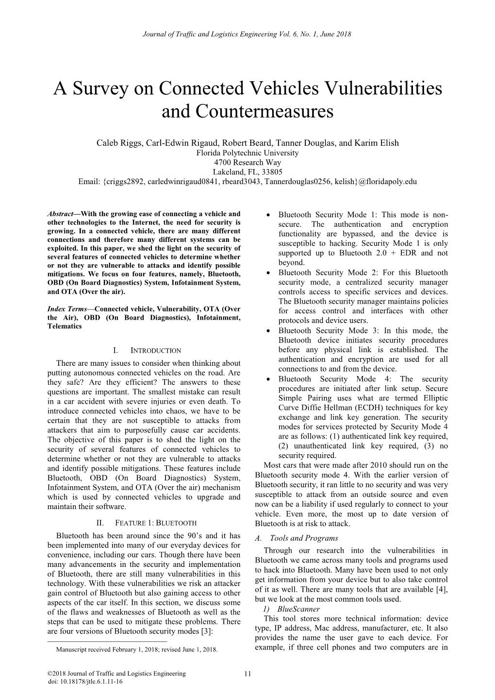 A Survey on Connected Vehicles Vulnerabilities and Countermeasures