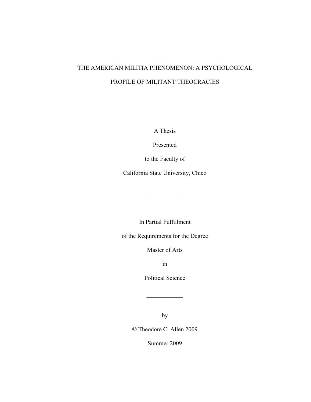 The American Militia Phenomenon: a Psychological