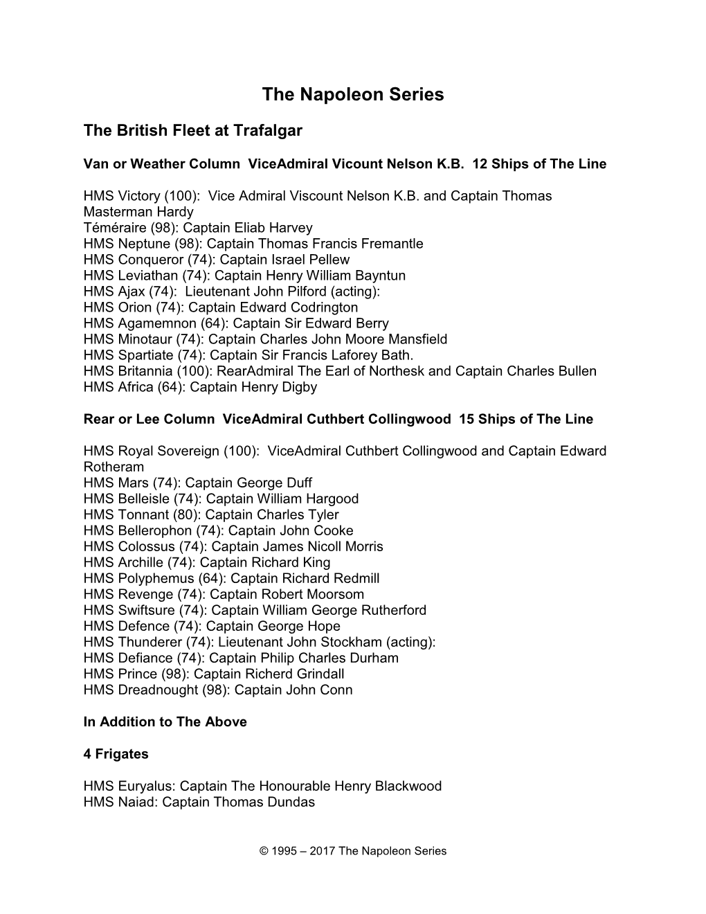 British Fleet at Trafalgar