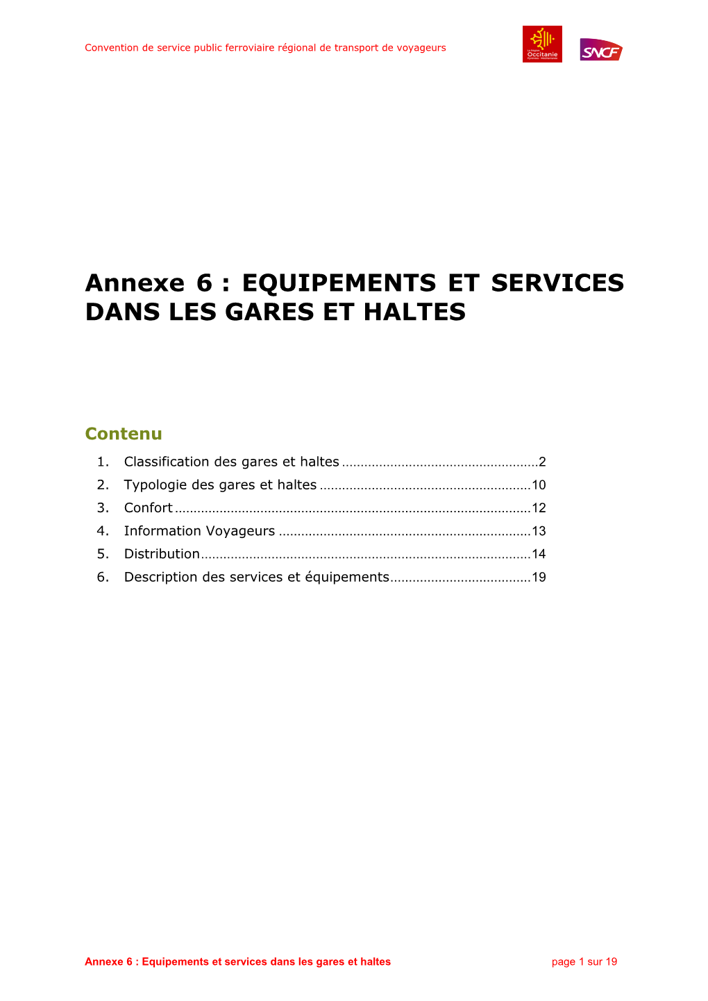 Annexe 6 : Équipement Et Services Dans Les Gares Et Haltes