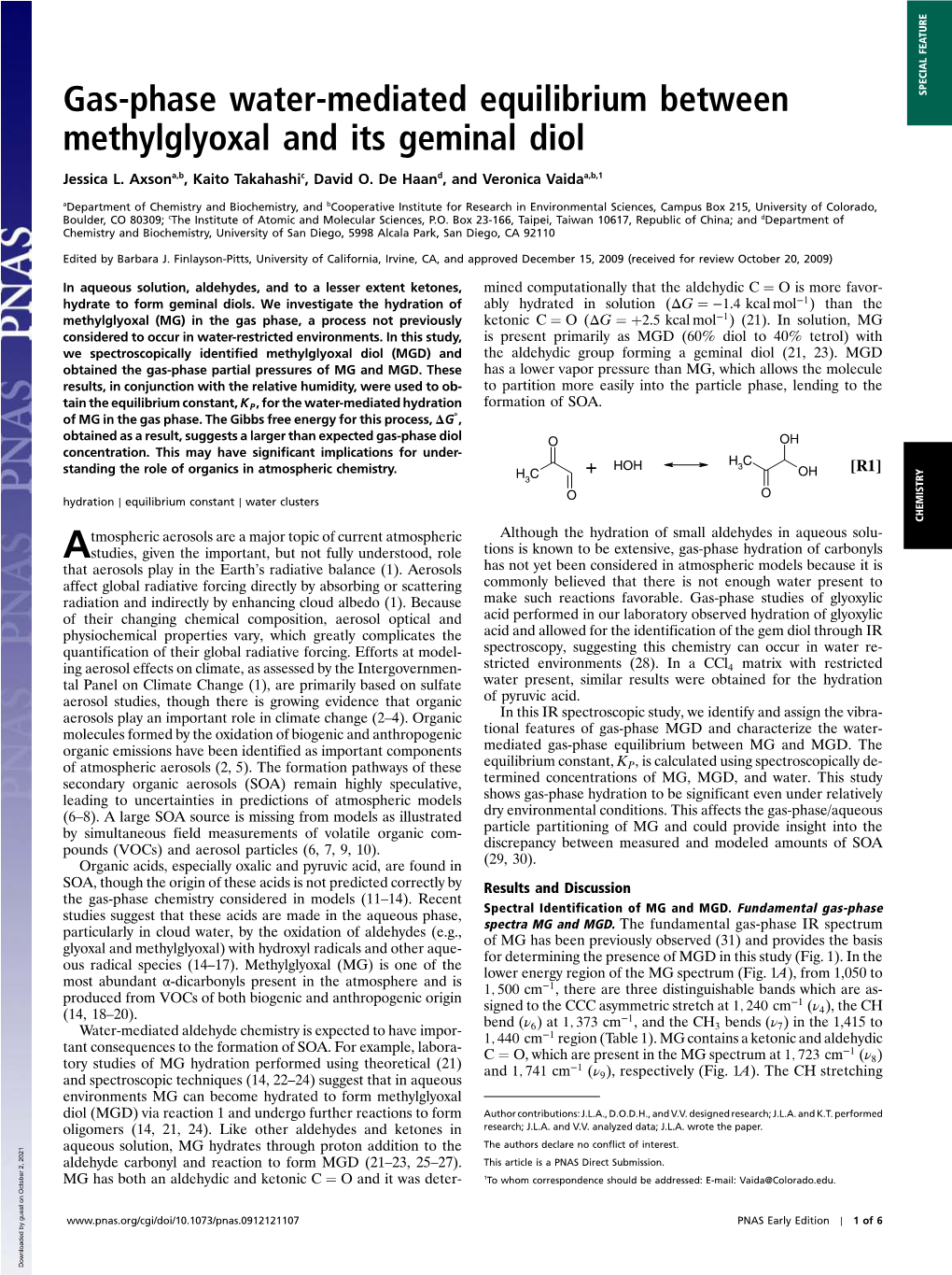 Gas-Phase Water-Mediated Equilibrium Between Methylglyoxal