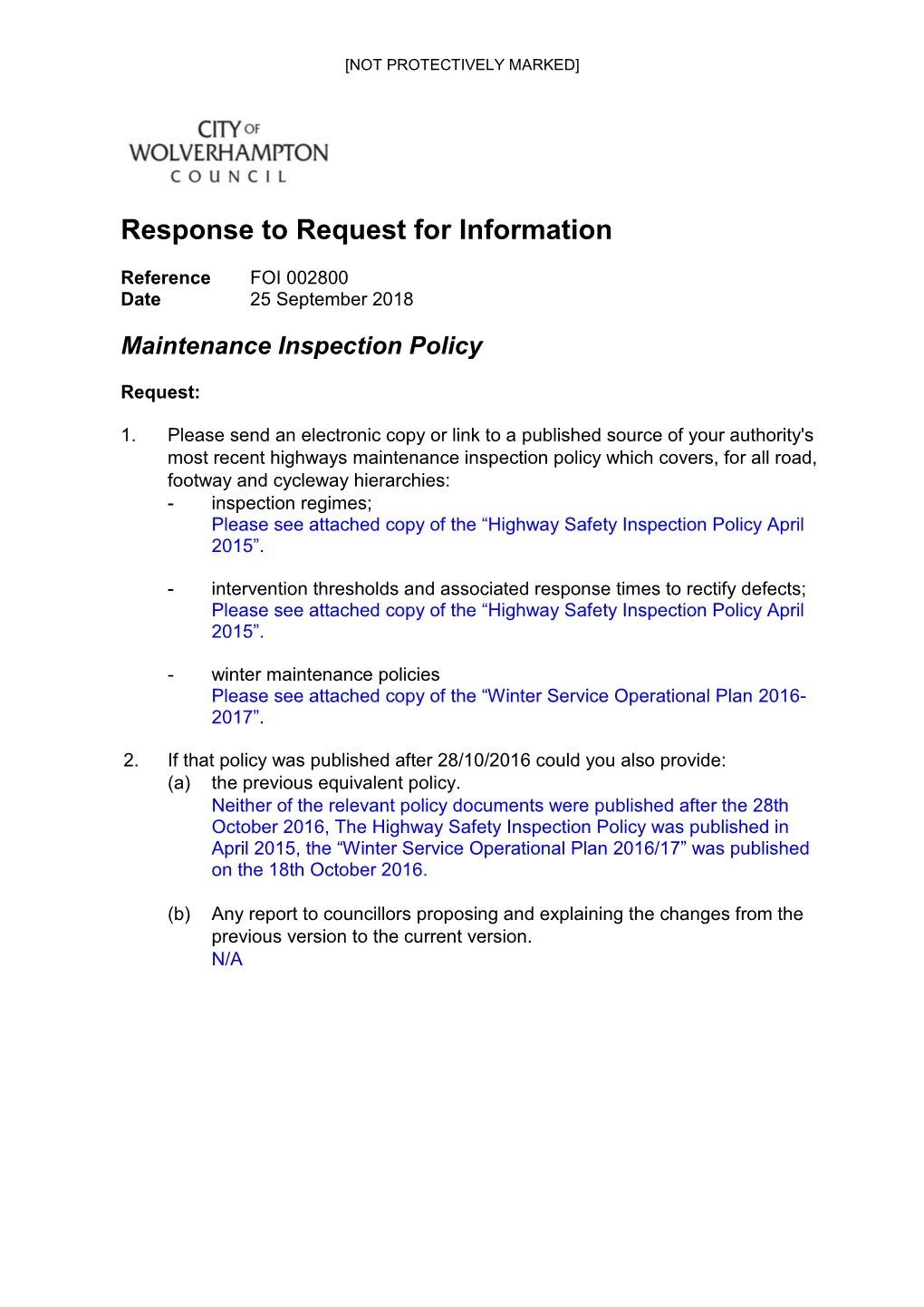 Highways Safety Inspection Policy April 15 Final with Photos