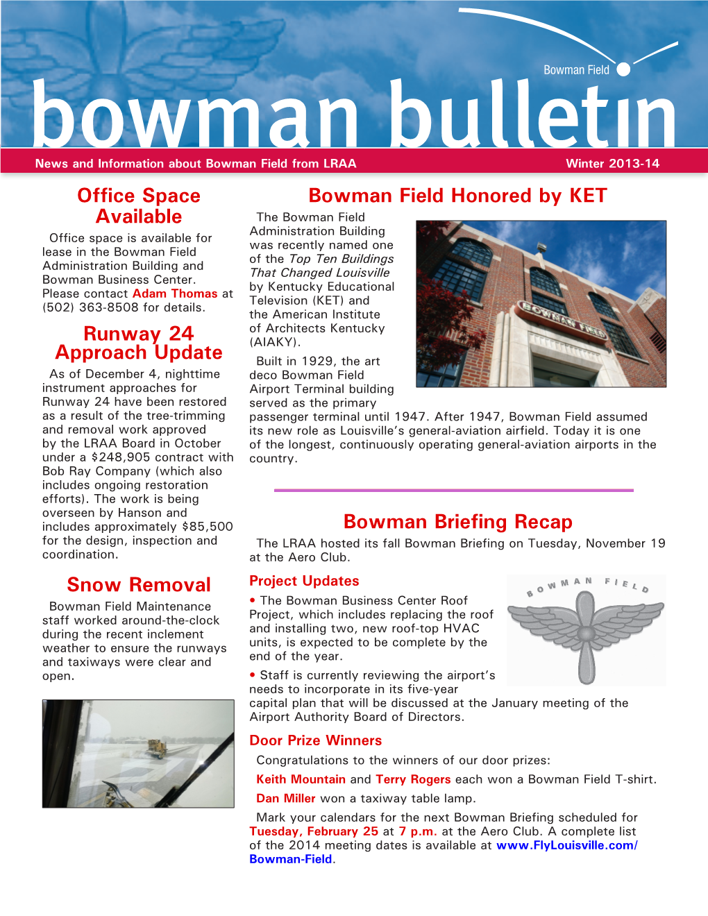 Office Space Available Runway 24 Approach Update Snow Removal