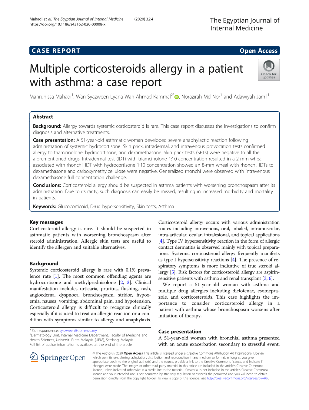 Multiple Corticosteroids Allergy in a Patient with Asthma: a Case Report