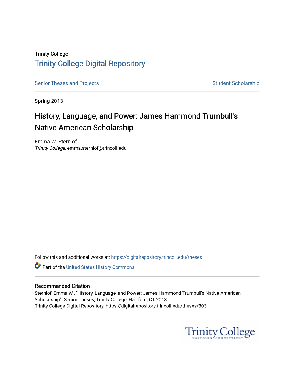 James Hammond Trumbull's Native American Scholarship