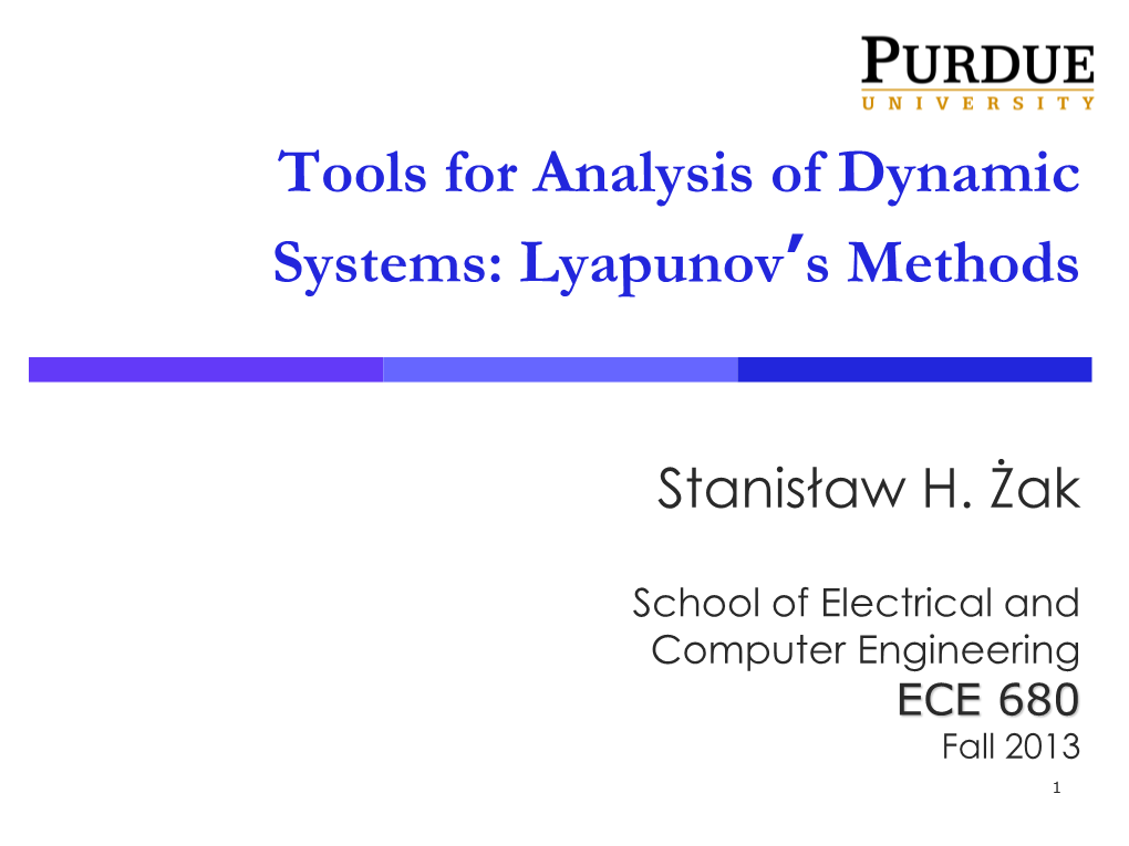 Introduction to Lyapunov Stability Analysis